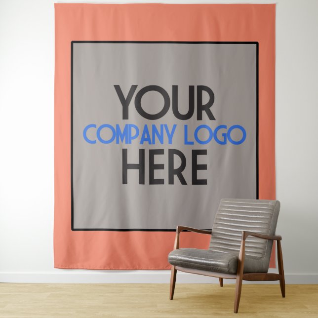 Coral Company Business Trade Show Logo Backdrop Tapestry (In Situ)