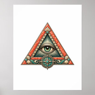 Coral Compass Eye Poster