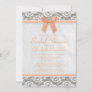 Coral Country Lace Bridal Shower Invitations