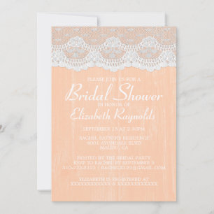 Coral Country Lace Bridal Shower Invitations