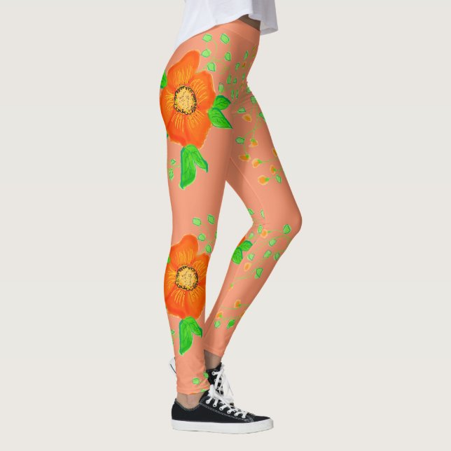 Coral Cream And Orange Leggings (Right)