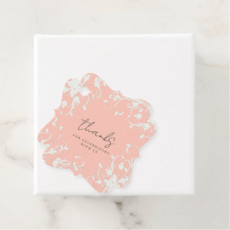 Coral & Cream Filigree Elegant Wedding Favour Tags