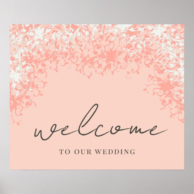 Coral & Cream Filigree Welcome Wedding Poster (Front)