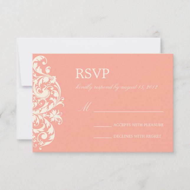 CORAL & CREAM FLOURISH | WEDDING RSVP (Front)