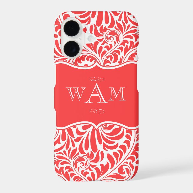 Coral Damask Custom Monograms Monogrammed Case-Mat (Back)