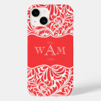 Coral Damask Custom Monograms Monogrammed Case-Mat
