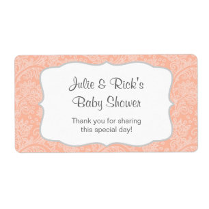 Coral Damask Water Bottle favour - customise it!