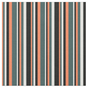 Coral, Dark Slate Grey, Mint Cream & Black Coloure Fabric