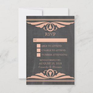 Coral Deco Chalkboard Response Card