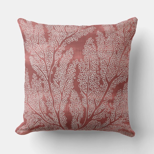 Coral Decorative Pillow | Beach Throw Pillows (Front)