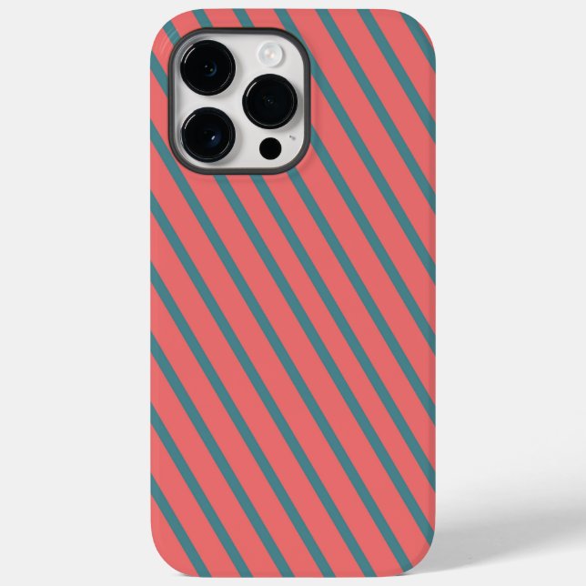 Coral Diagonal Stripes Case-Mate iPhone Case (Back)