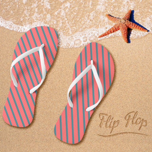 Coral Diagonal Stripes Jandals (Creator Uploaded)