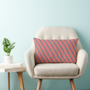 Coral Diagonal Stripes Lumbar Cushion