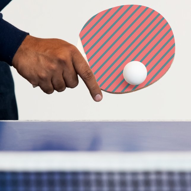 Coral Diagonal Stripes Ping Pong Paddle (Insitu)