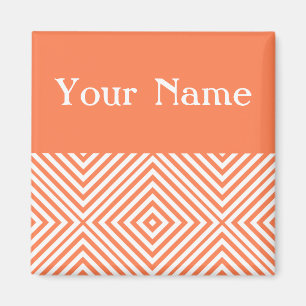 Coral Diamond Chevron with name Magnet