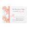 Coral Double Hearts Swirls Vines Wedding RSVP