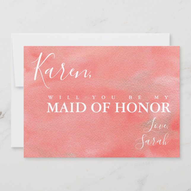 Coral Dreams  Be My Maid of Honour Proposal Card (Front)