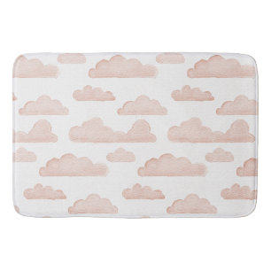Coral Dreamtime Watercolor Clouds Bath Mat
