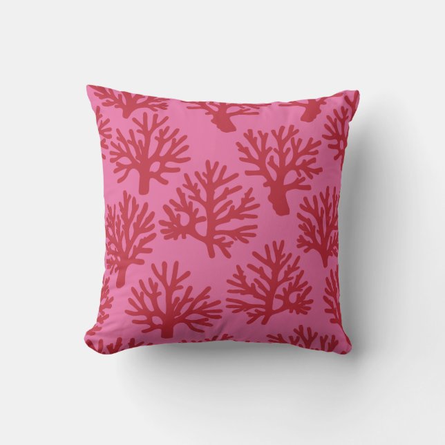 Coral Drift Red Pink Cushion (Front)