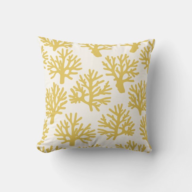 Coral Drift Yellow White Cushion (Front)