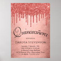 Coral Drip Quinceanera | Shiny Melting Glitter
