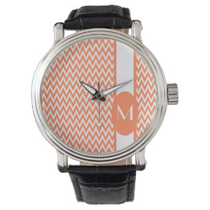 Coral Elegant Chevron Design with monogram Watch