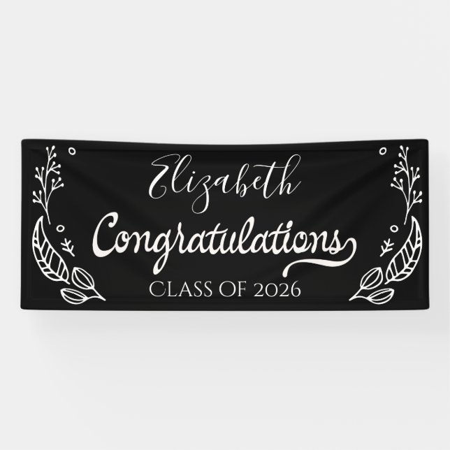 Coral Elegant Chic Graduation Class of 2019 Banner (Horizontal)