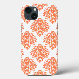 Coral Elegant Damask iPhone 13 Case