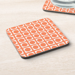 Coral Elegant Grid Dots Coaster