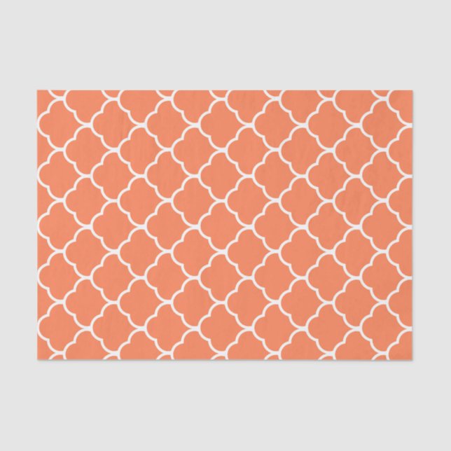 Coral Elegant Moroccan Design Tissue Paper (Front)