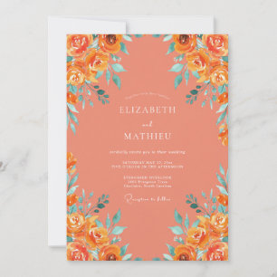 Coral Exuberant Summer Wedding Invitation