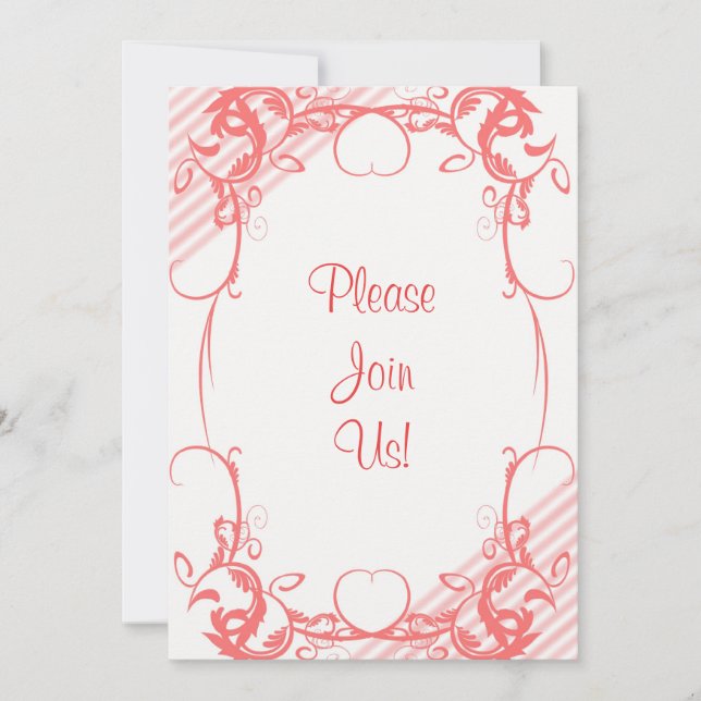 Coral Fancy Wedding Invitation (Front)