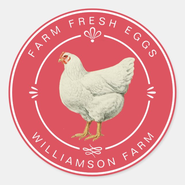 Coral Farm Fresh Eggs Classic Round Sticker (Front)