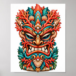 Coral Fire Tiki Poster