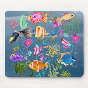 Coral Fish, Blue Ocean Mouse Pad