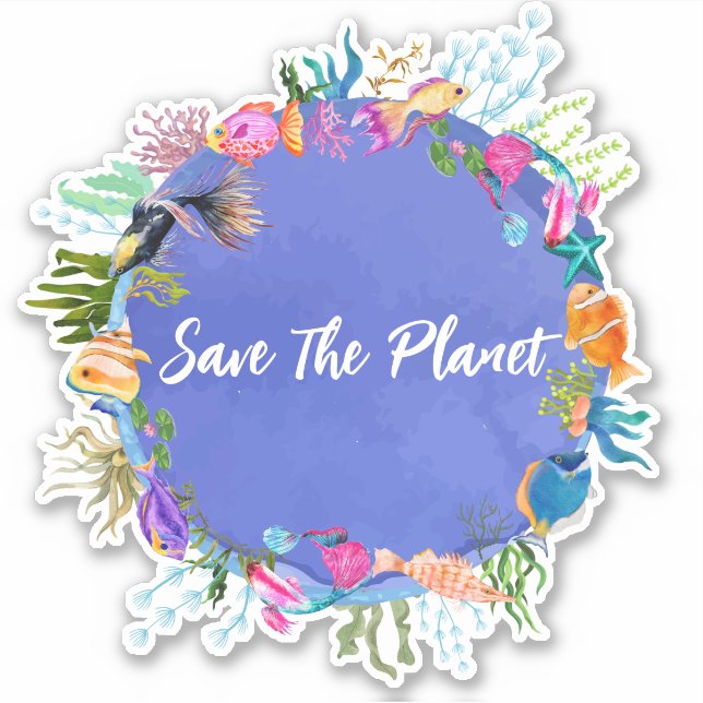Coral Fish Save The Planet Sticker (Front)