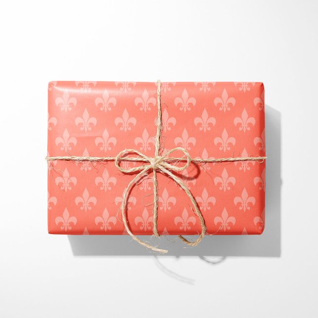 Coral Fleur-de-Lis Wrapping Paper (Creator Uploaded)