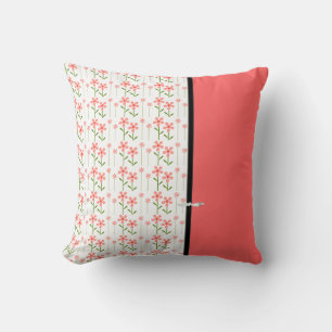 Coral Floral American MoJo Throw Pillow