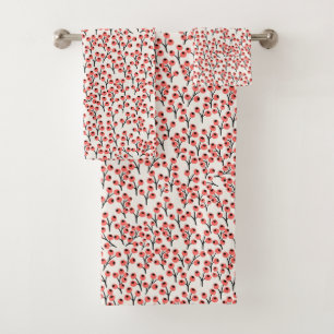 Coral Floral Botanical Bath Towel Set
