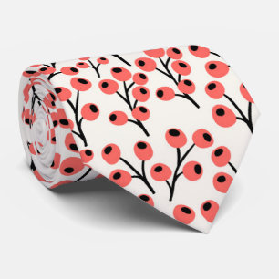 Coral Floral Botanical Tie