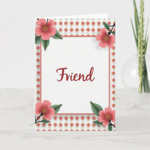 Coral Floral Friend Card