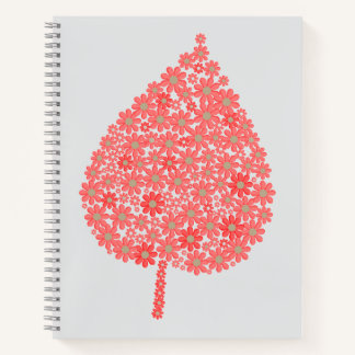 Coral Floral Leaf Design – Boho Botanical Leaf Mad Notebook
