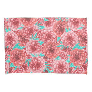 Coral Floral Pattern Pillowcase