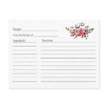 Coral Floral Recipe Card
