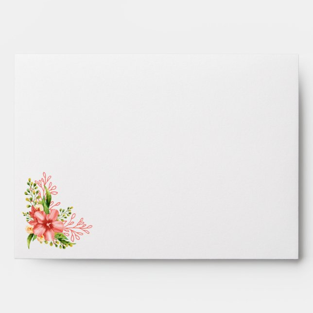 Coral Floral  Wedding Invitation Envelope (Front)