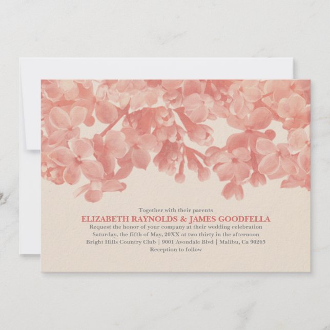 Coral Floral Wedding Invitations (Front)