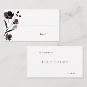 Coral Floral Wedding Place Card