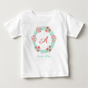 Coral floral wreath design baby T-Shirt