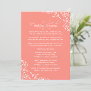 Coral Flourish Wedding Rehearsal Invitation