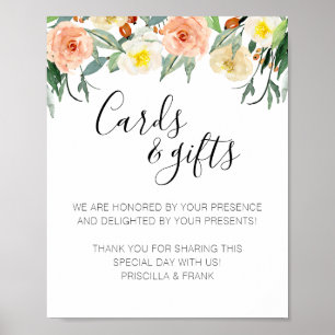 Coral Flower Cards and Gifts Wedding Sign